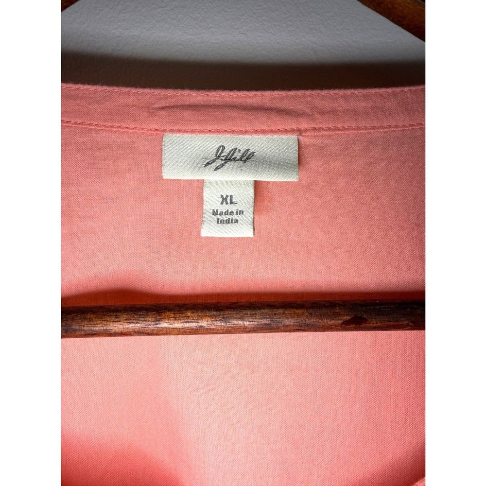 Coral Eyelet Embroidered Button Front Blouse Bell Sleeve Cottagecore Boho Top XL - Picture 4 of 9